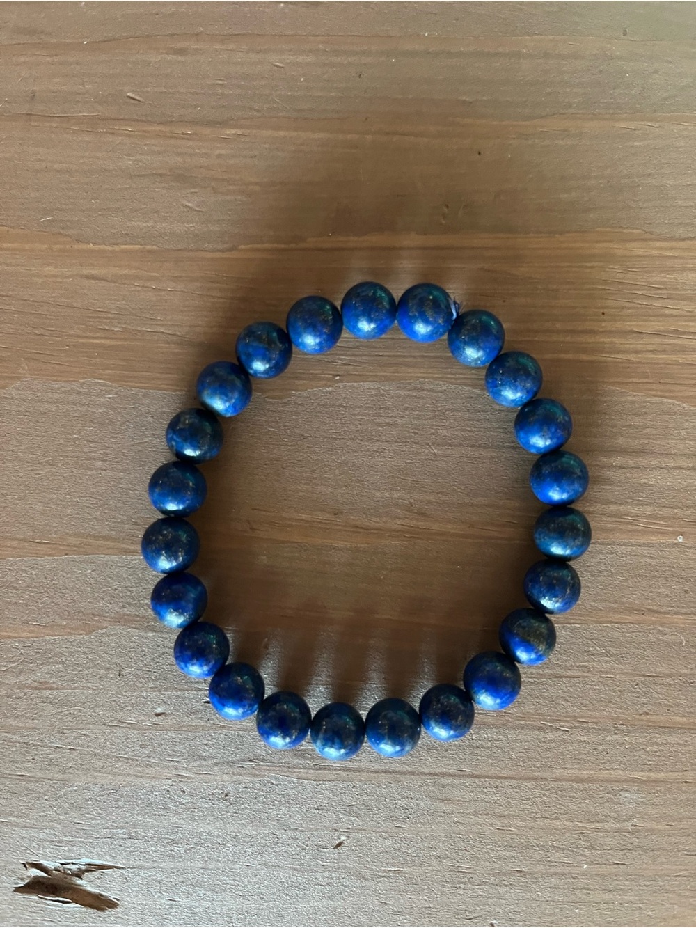 Unisex lapis beaded bracelet w pyrite inclusions stretch energy clarity like new